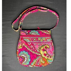 Vera Bradley Pink Floral Quilted Crossbody Bag Small Zip Shoulder Purse